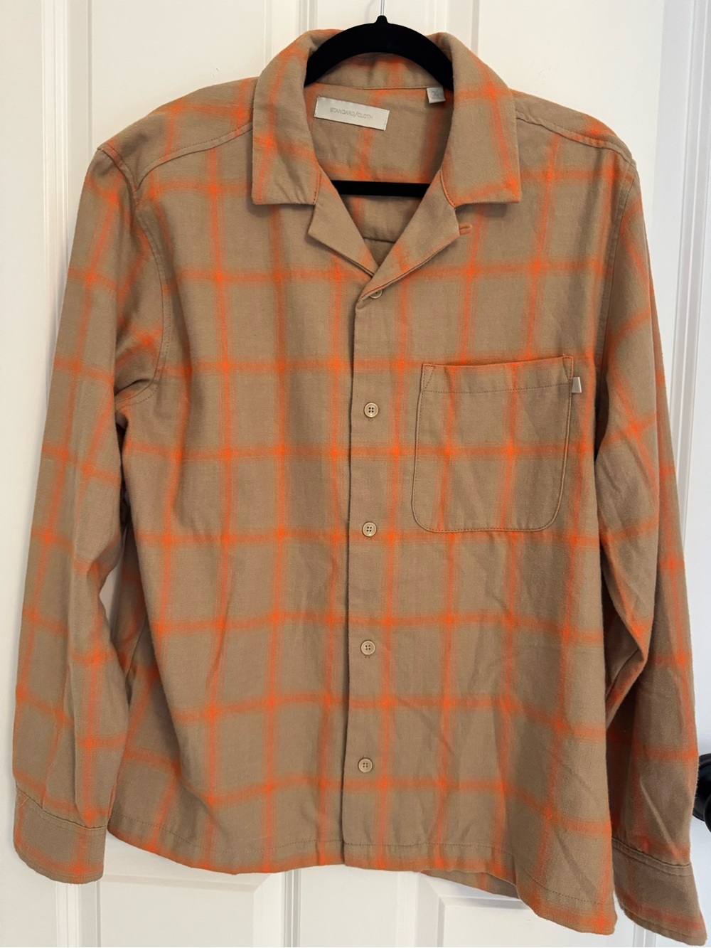 Men’s XL Standard Cloth Urban Outfitters Orange Plaid Camp Collar Shirt
